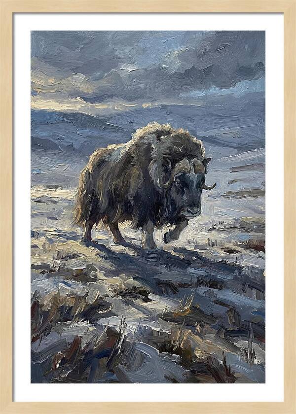 Musk Ox In Winter Landscape