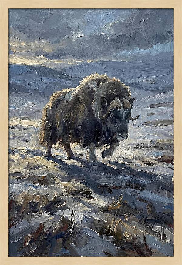 Musk Ox In Winter Landscape
