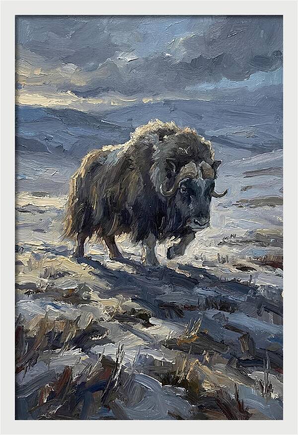 Musk Ox In Winter Landscape