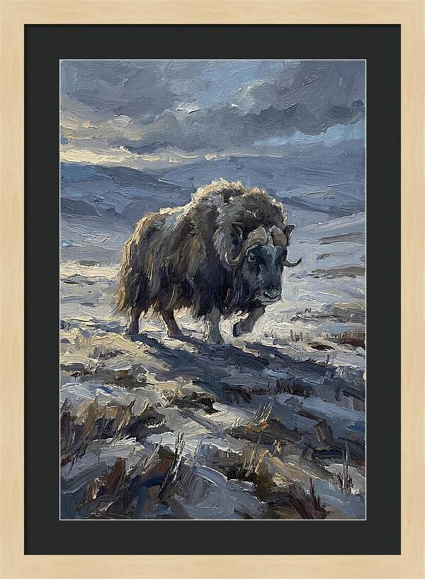 Musk Ox In Winter Landscape