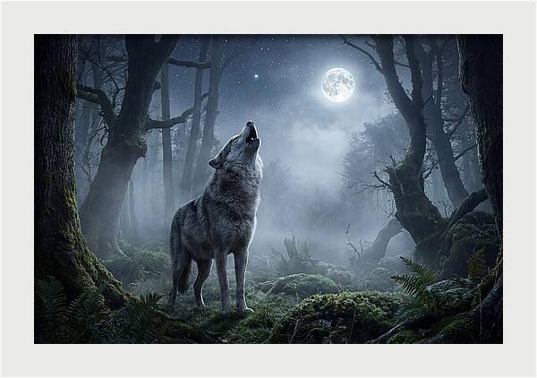 Mystical Wolves Under The Moon