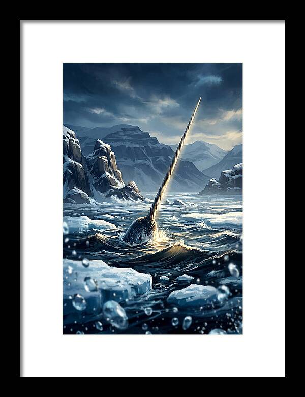 Narwhal Tusk Emerging From Arctic Waters