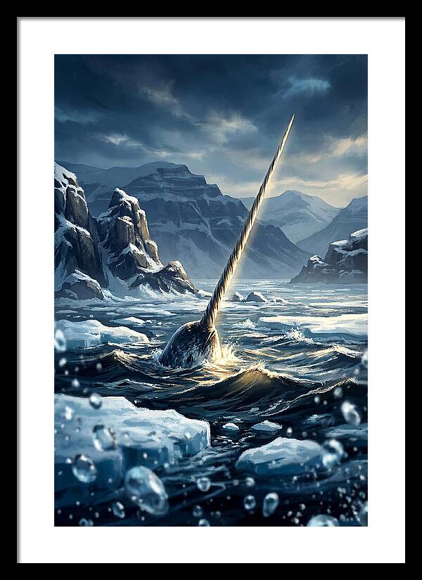 Narwhal Tusk Emerging From Arctic Waters