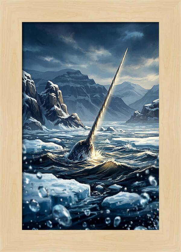 Narwhal Tusk Emerging From Arctic Waters