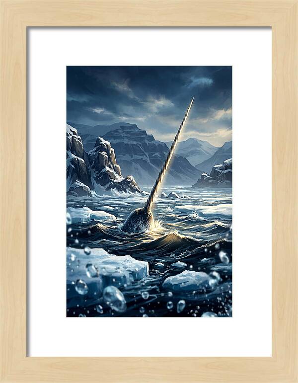 Narwhal Tusk Emerging From Arctic Waters