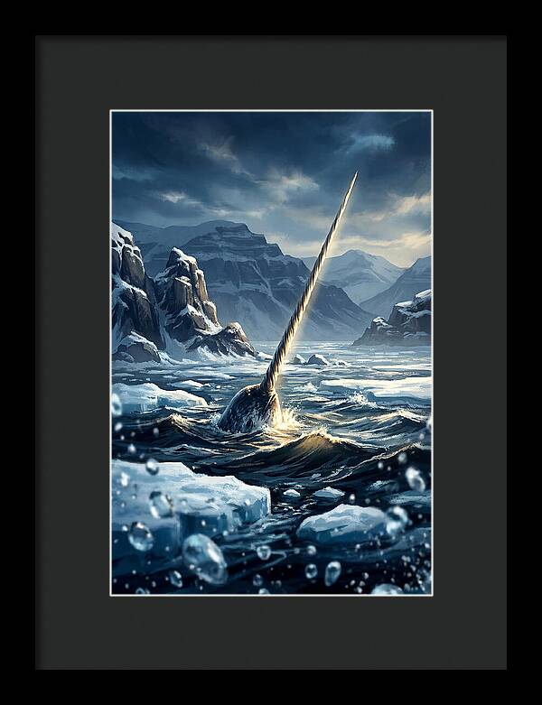 Narwhal Tusk Emerging From Arctic Waters