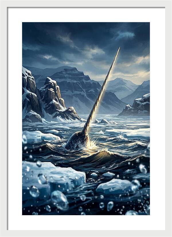 Narwhal Tusk Emerging From Arctic Waters