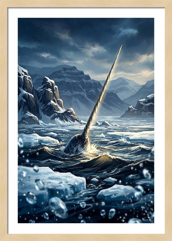 Narwhal Tusk Emerging From Arctic Waters