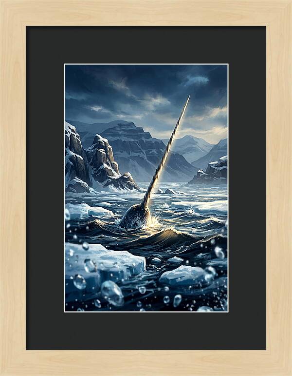 Narwhal Tusk Emerging From Arctic Waters