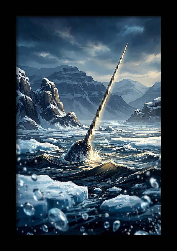 Narwhal Tusk Emerging From Arctic Waters