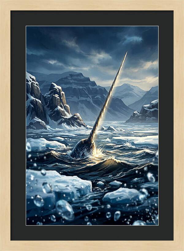 Narwhal Tusk Emerging From Arctic Waters