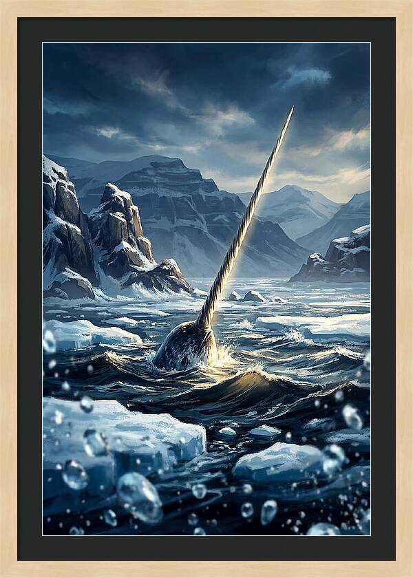 Narwhal Tusk Emerging From Arctic Waters