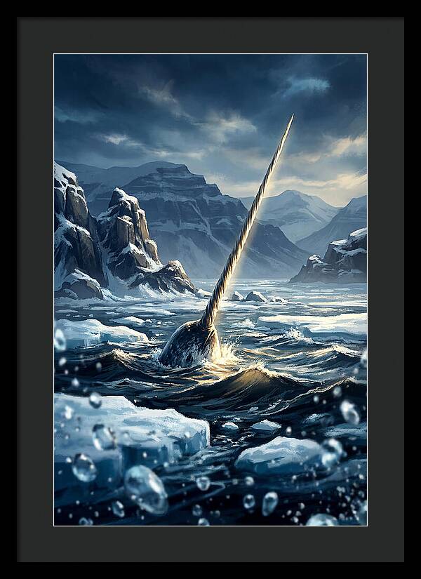 Narwhal Tusk Emerging From Arctic Waters