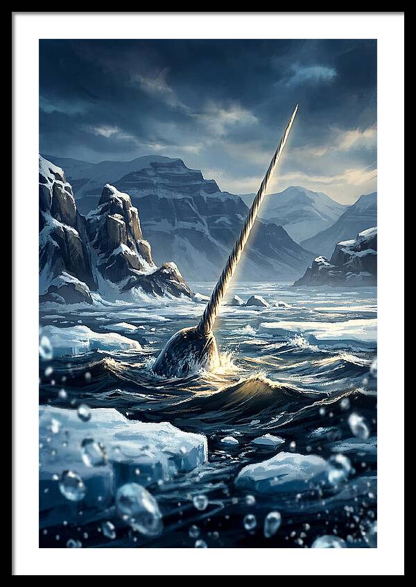 Narwhal Tusk Emerging From Arctic Waters