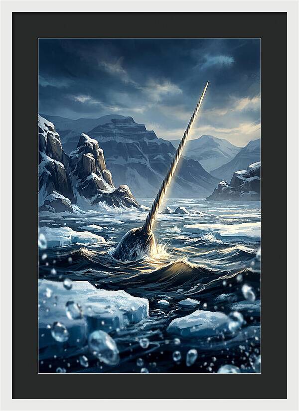 Narwhal Tusk Emerging From Arctic Waters