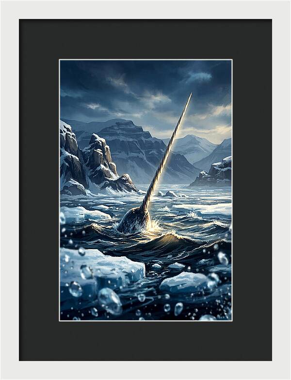 Narwhal Tusk Emerging From Arctic Waters