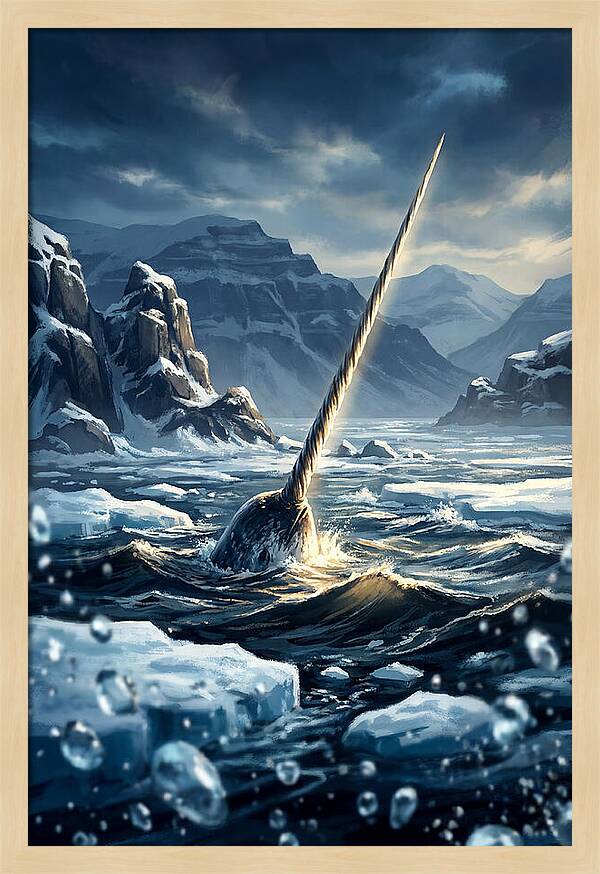Narwhal Tusk Emerging From Arctic Waters