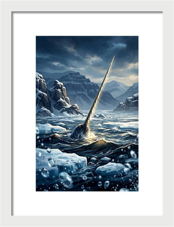 Narwhal Tusk Emerging From Arctic Waters