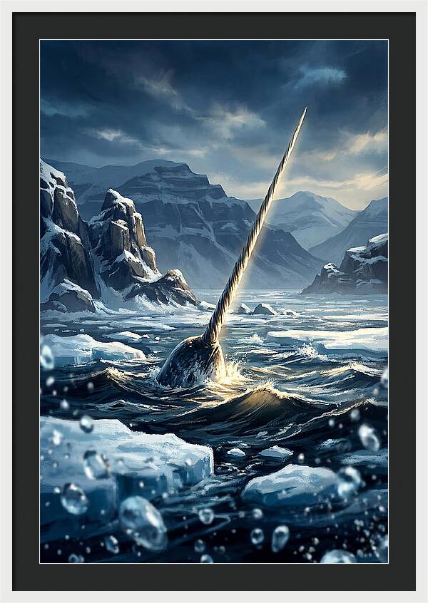 Narwhal Tusk Emerging From Arctic Waters