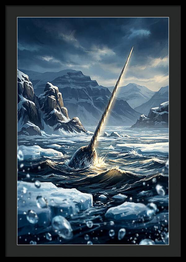 Narwhal Tusk Emerging From Arctic Waters