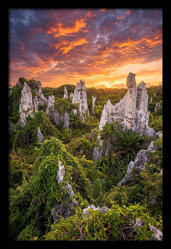 Nauru Pinnacle Rocks At Sunset