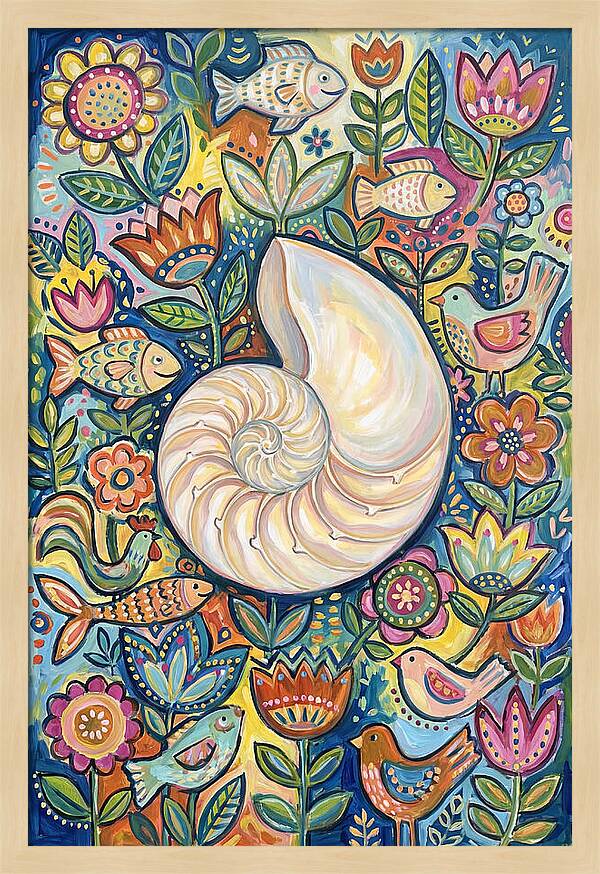 Nautilus And Floral Harmony