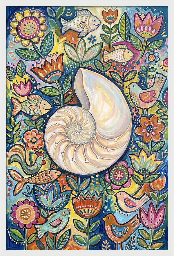 Nautilus And Floral Harmony