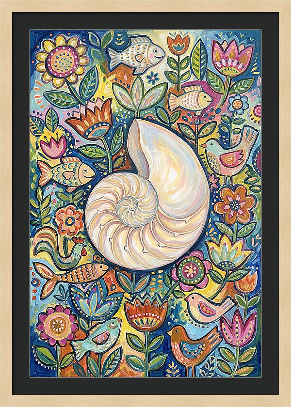 Nautilus And Floral Harmony