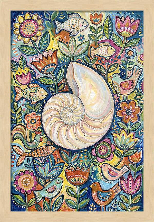 Nautilus And Floral Harmony