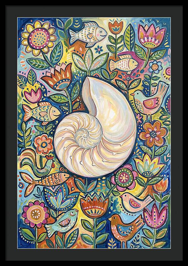 Nautilus And Floral Harmony