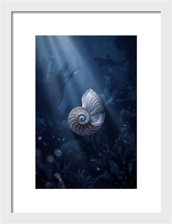 Nautilus Shell In Deep Blue