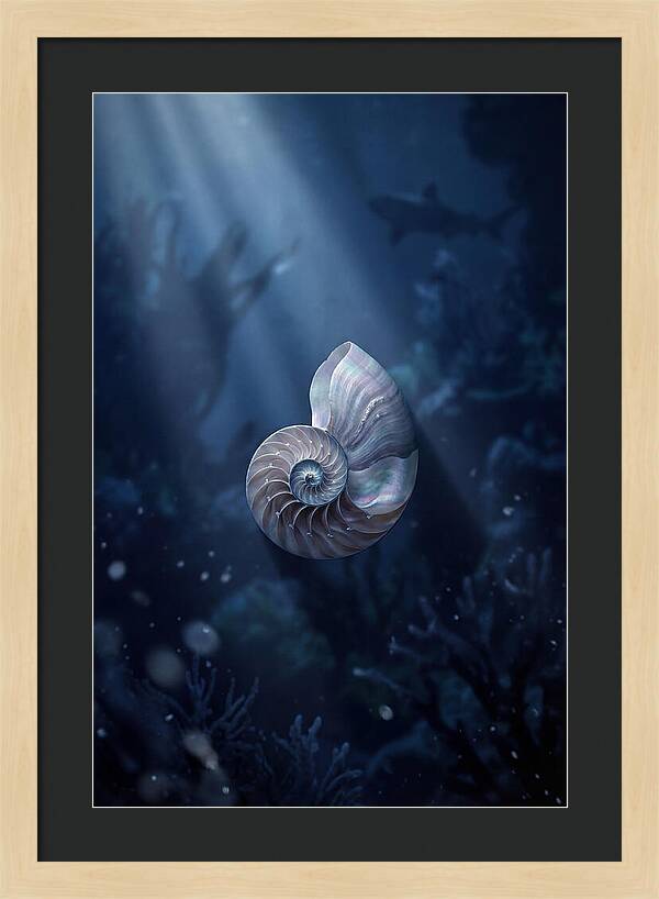 Nautilus Shell In Deep Blue