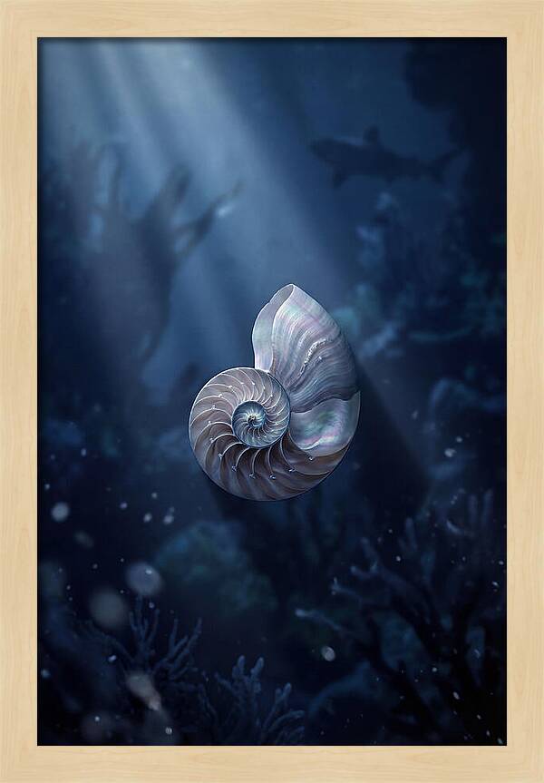 Nautilus Shell In Deep Blue