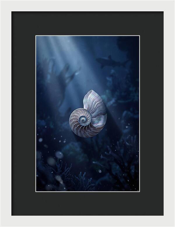 Nautilus Shell In Deep Blue