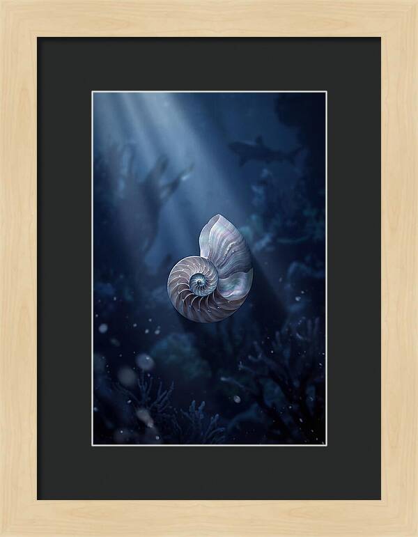 Nautilus Shell In Deep Blue
