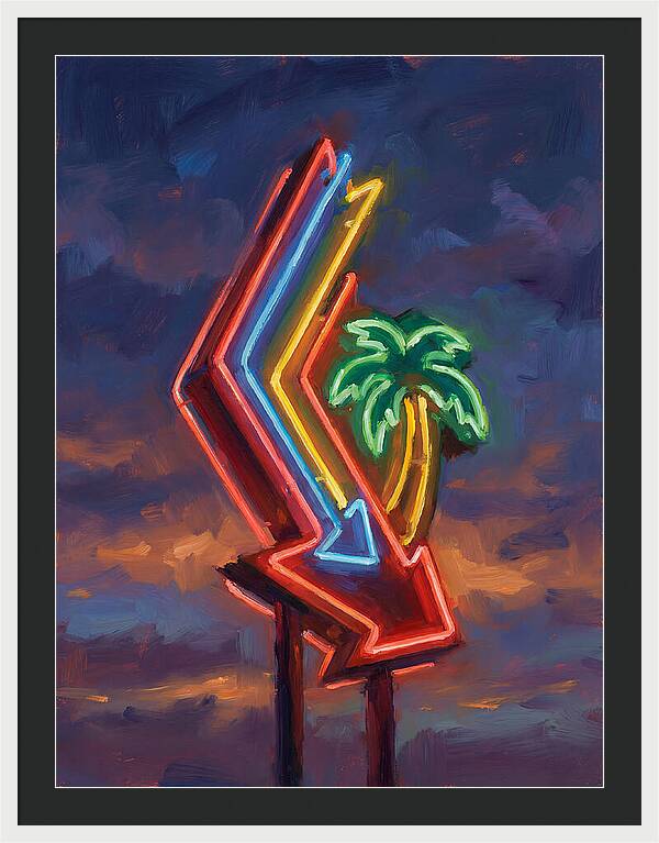 Neon Arrow With Palm Tree