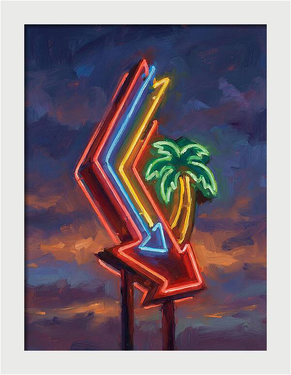 Neon Arrow With Palm Tree