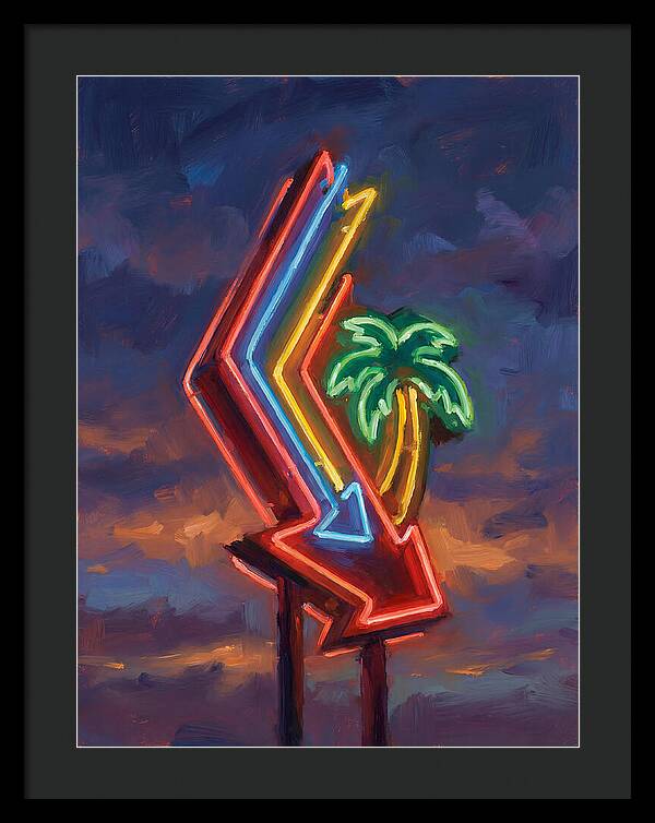 Neon Arrow With Palm Tree