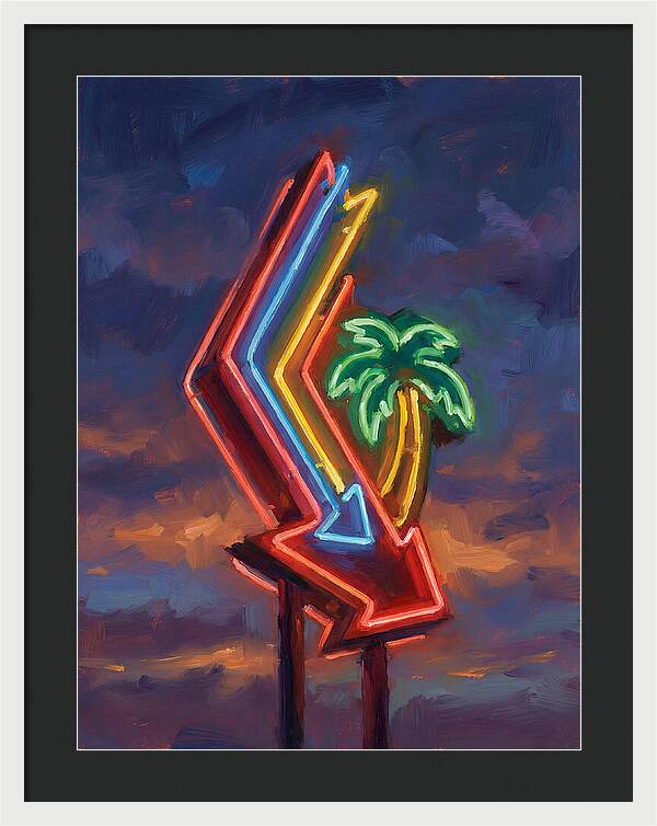 Neon Arrow With Palm Tree