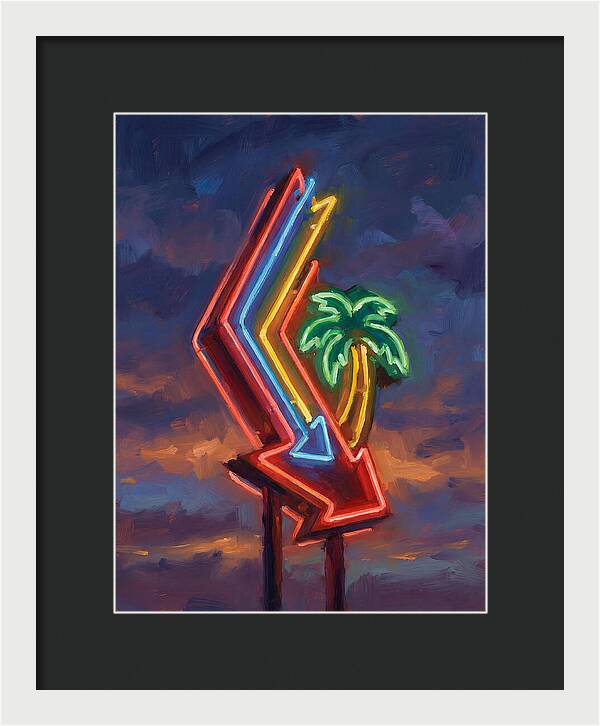 Neon Arrow With Palm Tree