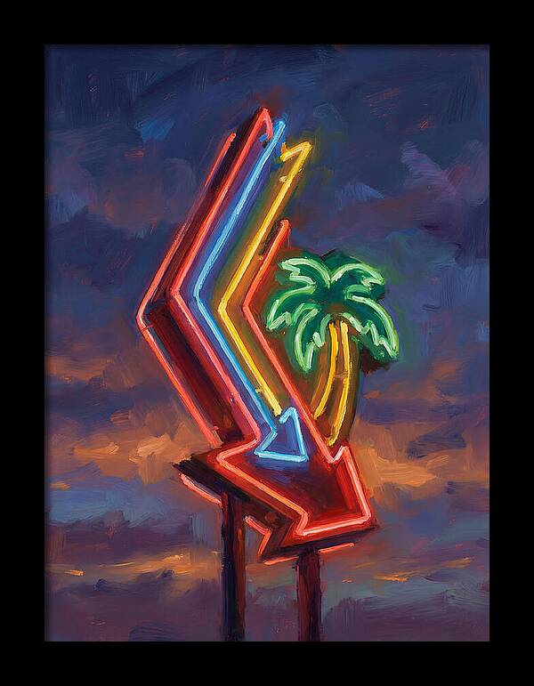 Neon Arrow With Palm Tree