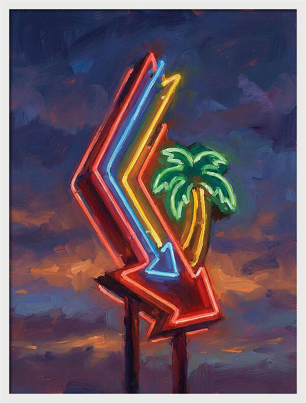 Neon Arrow With Palm Tree