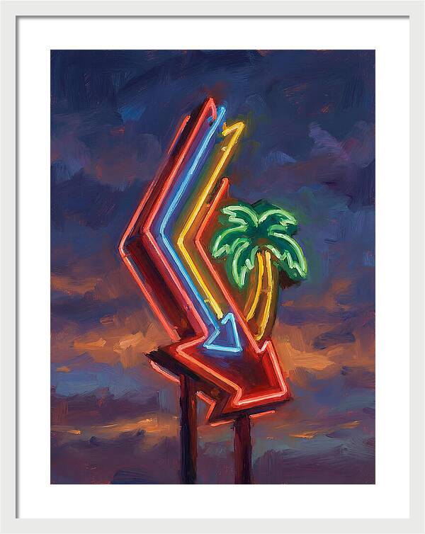 Neon Arrow With Palm Tree