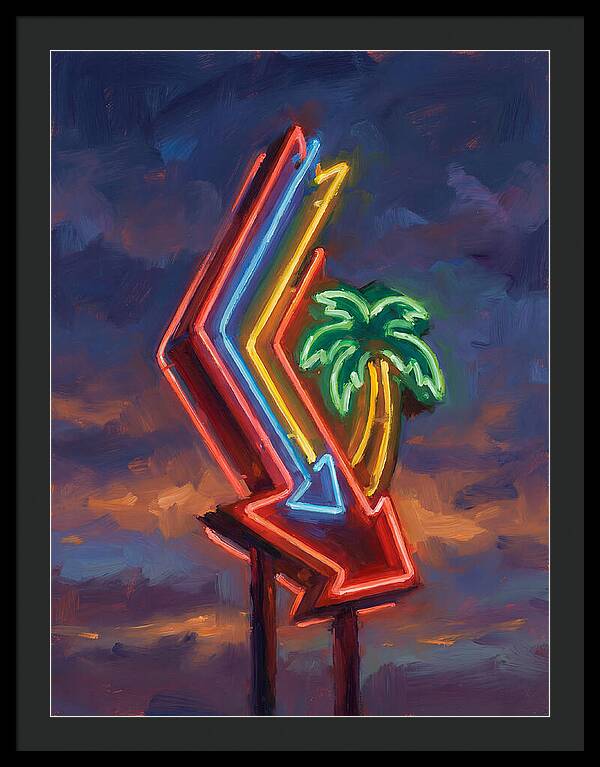 Neon Arrow With Palm Tree