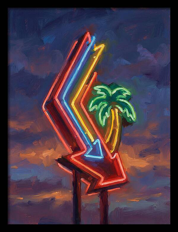 Neon Arrow With Palm Tree