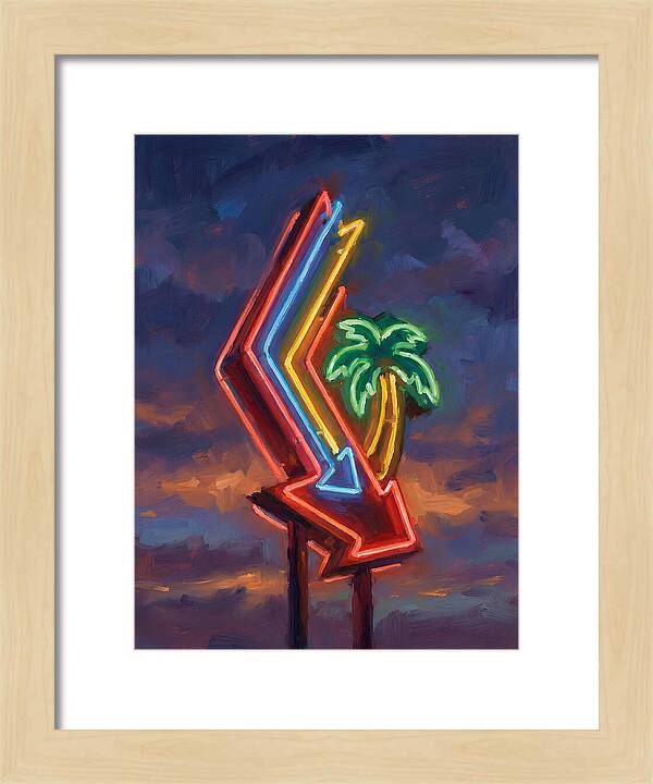 Neon Arrow With Palm Tree