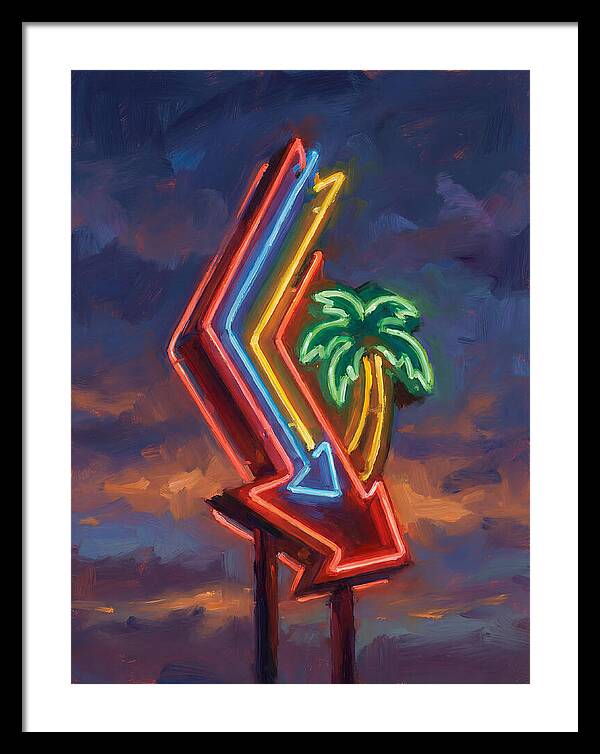 Neon Arrow With Palm Tree