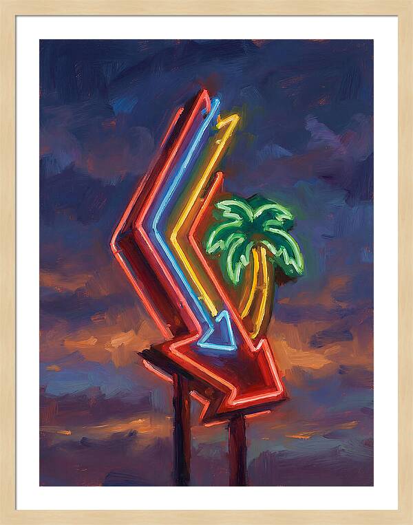 Neon Arrow With Palm Tree