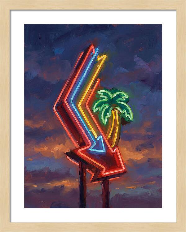 Neon Arrow With Palm Tree