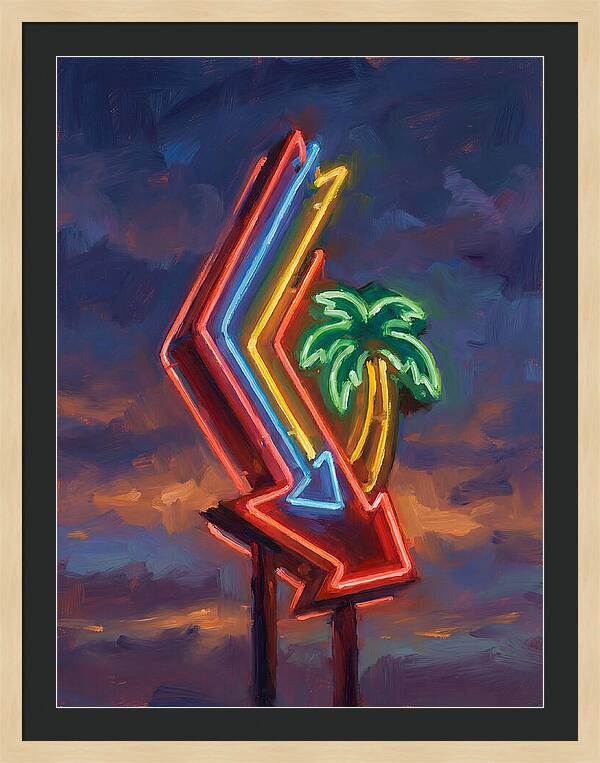 Neon Arrow With Palm Tree